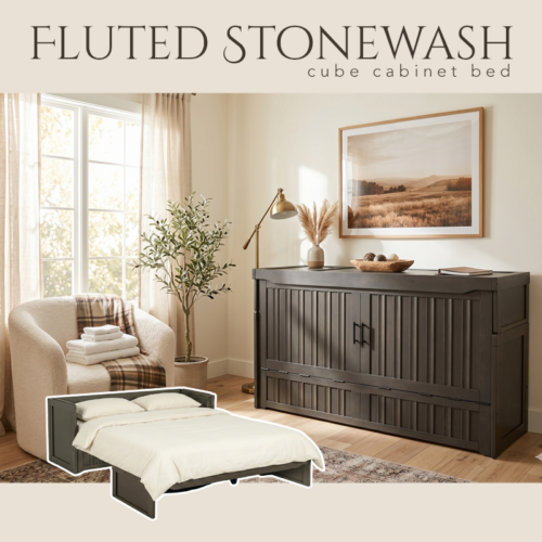 Fluted Stonewash - Cube Cabinet Murphy Bed