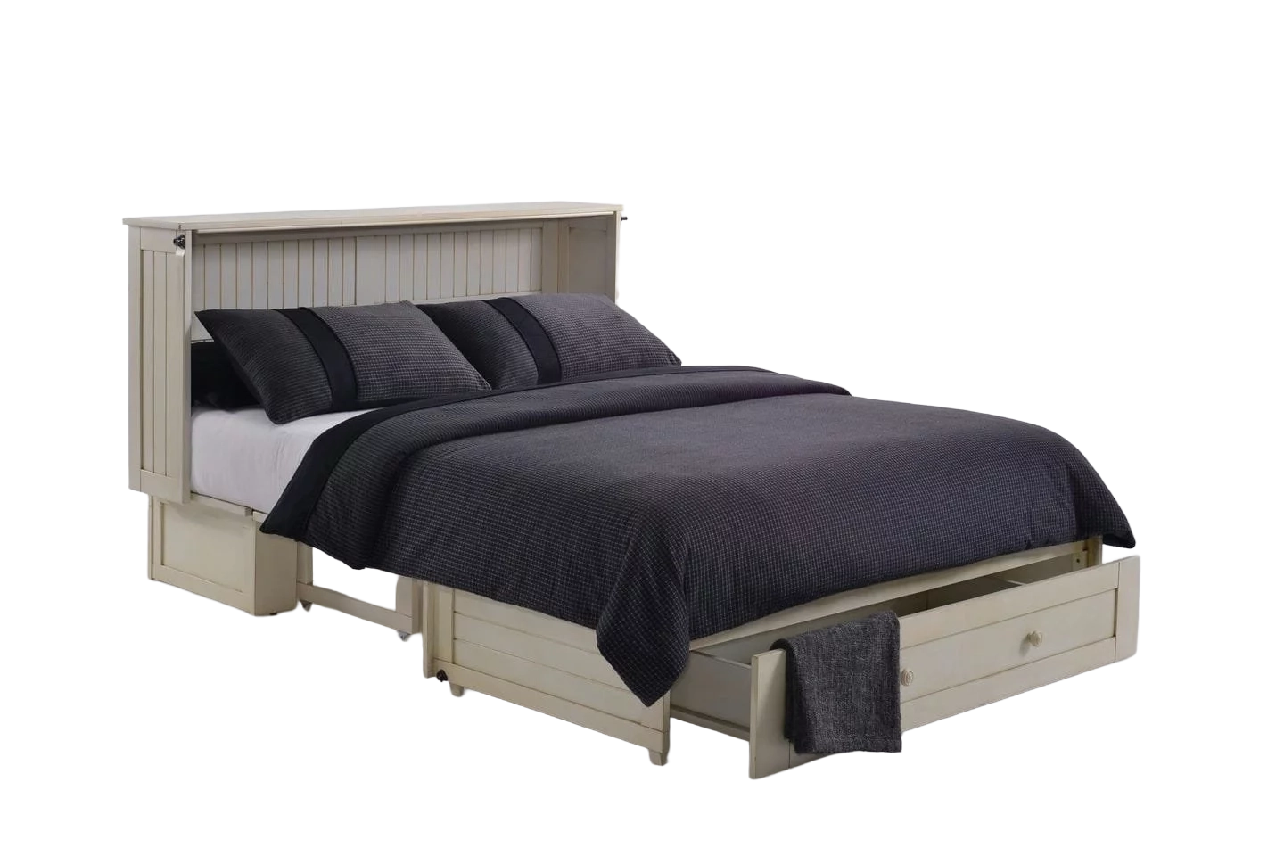 Daisy Vintage White - Premium Murphy Cabinet Beds - Queen