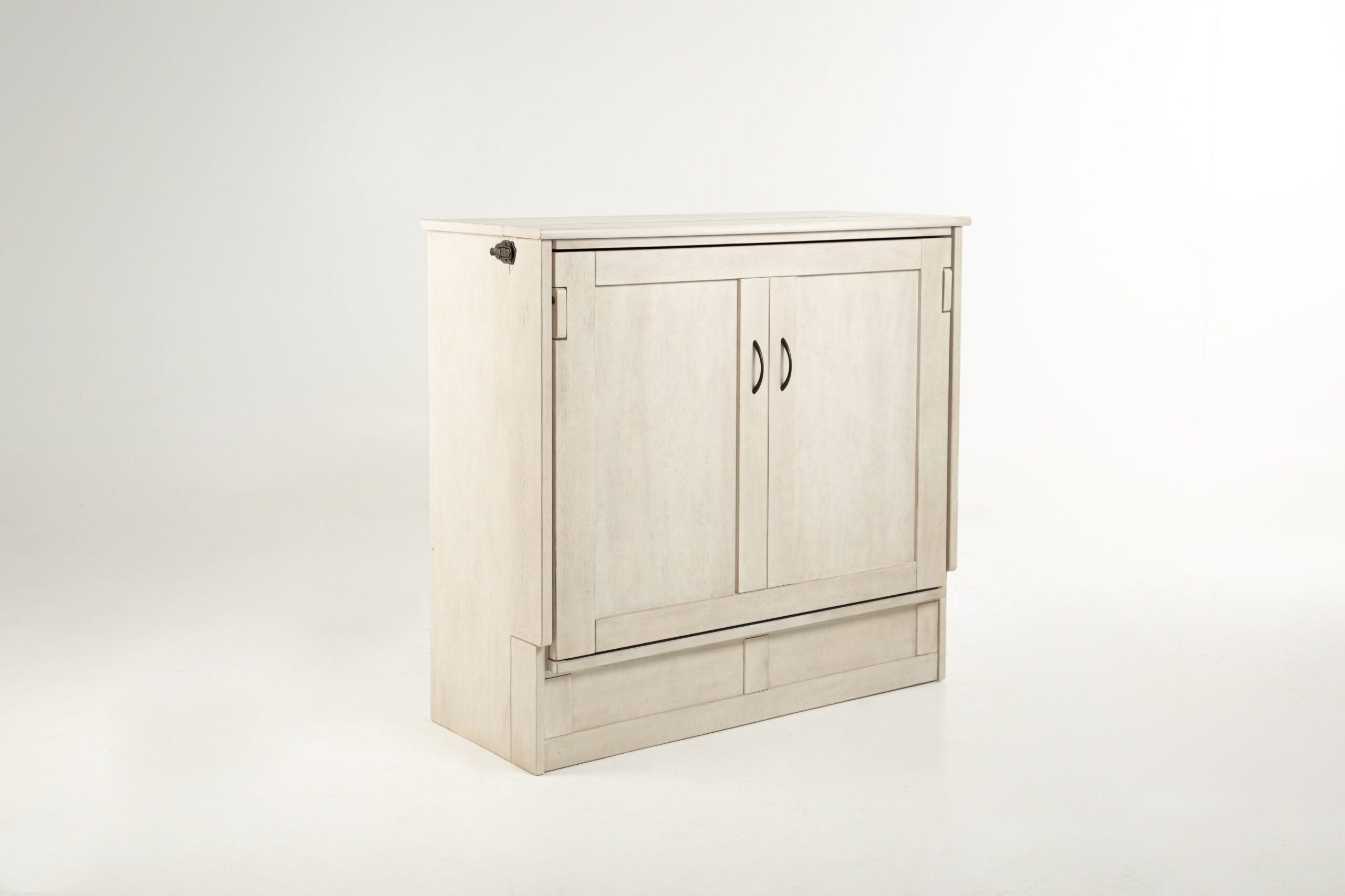 Murphy Express Twin Provence 1 - SDS Cabinet Beds Light, pale wood cabinet with two doors and a top drawer, set against a white studio backdrop.